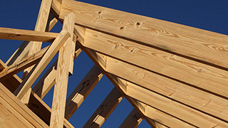 Framed building that is under construction