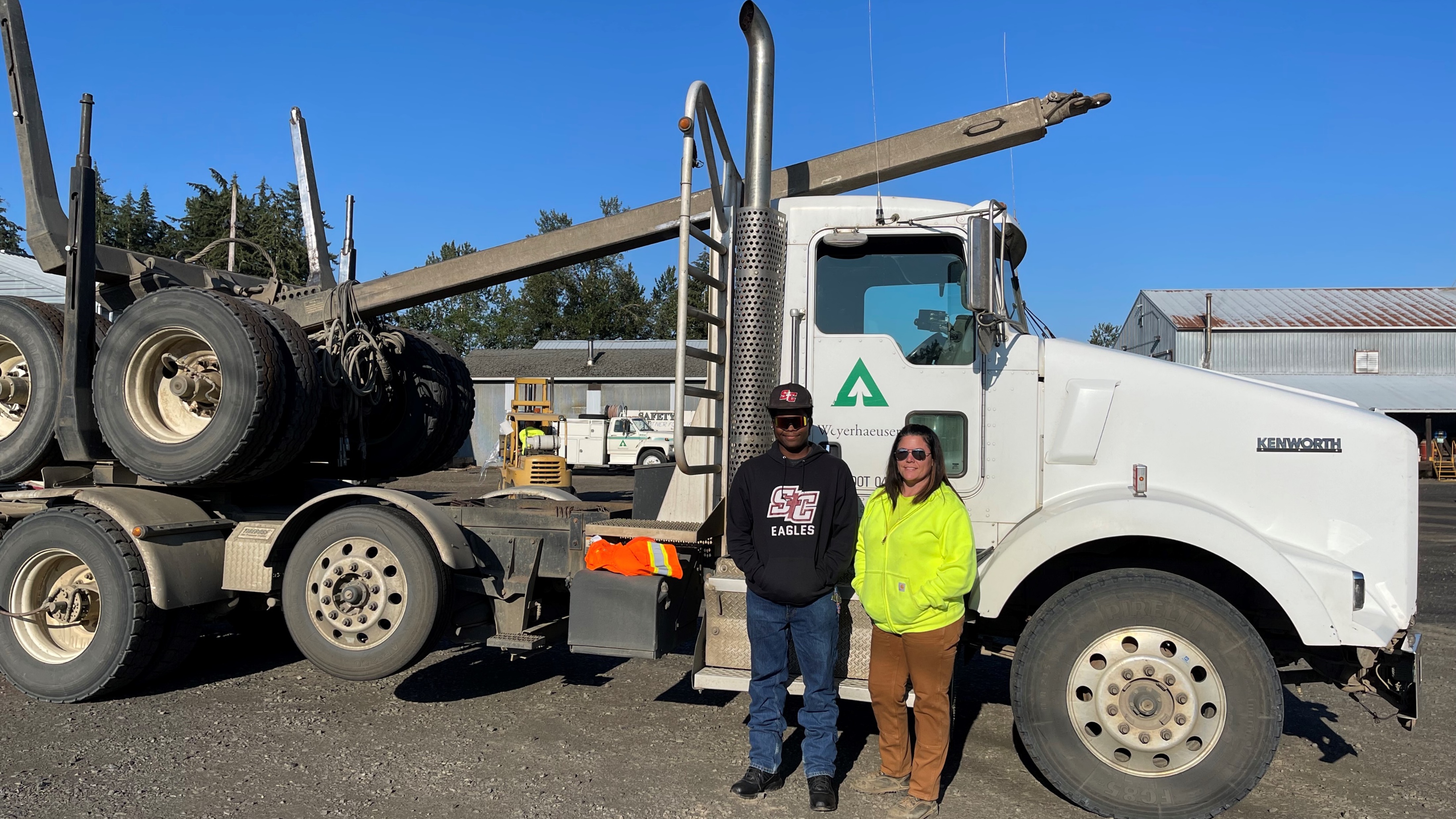 Image of high school student Danny Simili and log truck driver Leesha Carson.