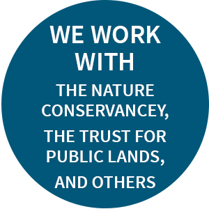 We Work With The Nature Conservancy, Trust for Public Lands and Others