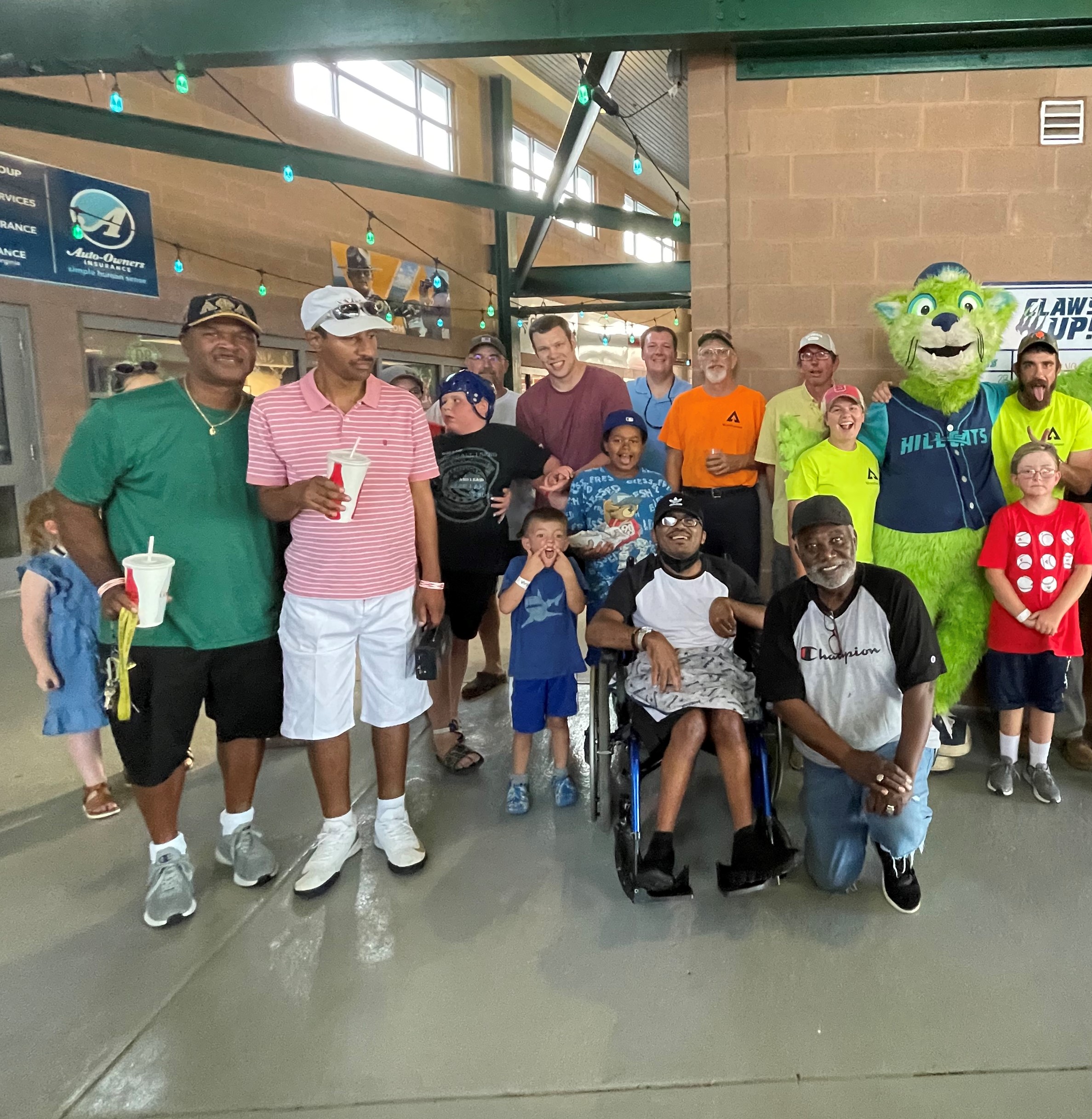 The Va. and N.C. Timberlands Team visiting a Hillcats game.