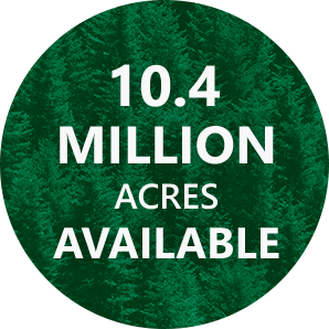 Graphic showing 10.5 million acres available for minerals and aggregates.
