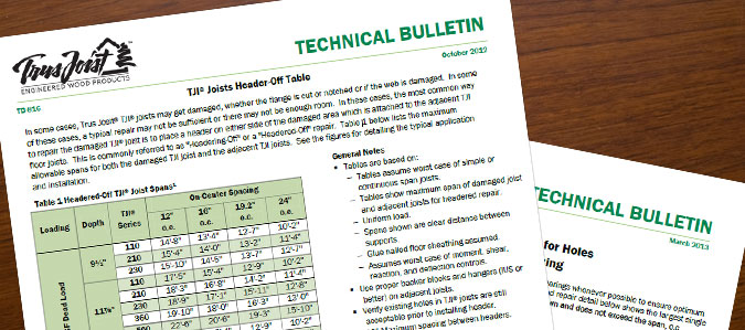 Nordic Floor Joists Hole Chart