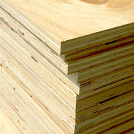 Image of a stack of southern yellow pine plywood.