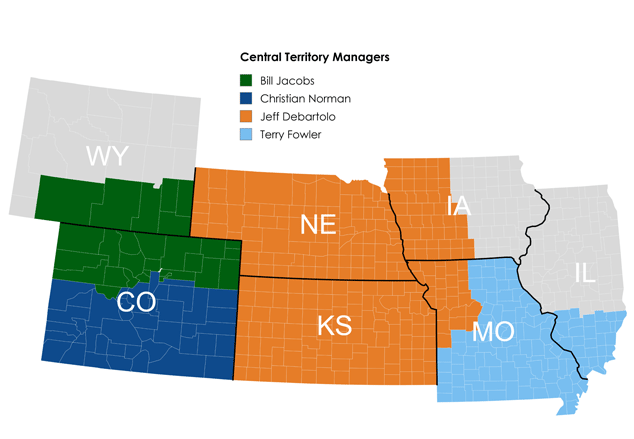 Map of Central Region Territory Managers