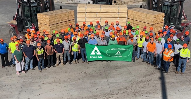 Image of Bruce employees gathered celebrating the plant's 50th anniversary.