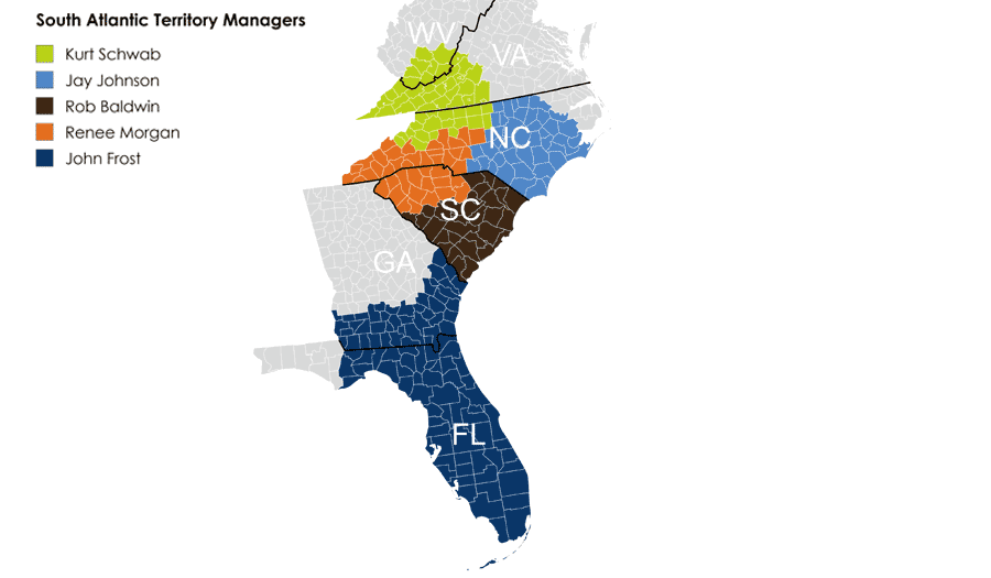 South Atlantic Territory Manager Map