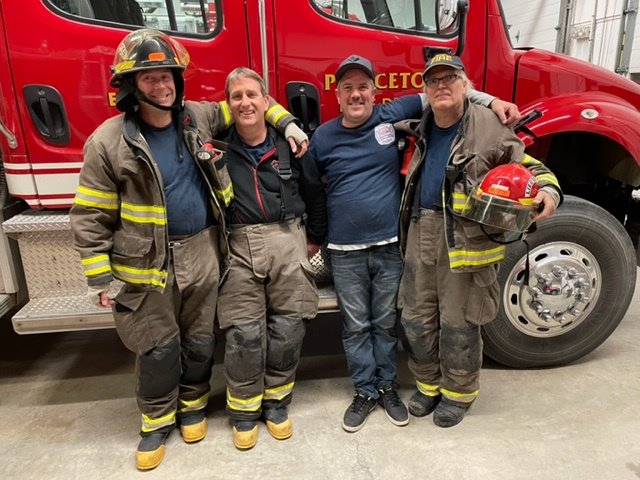 Pictured in front of Princeton Volunteer Fire Brigade Engine No. 225 are Weyerhaeuser team members Kevin SIll, Rob Hicks, Carson Zieske and Jamie McLeod.