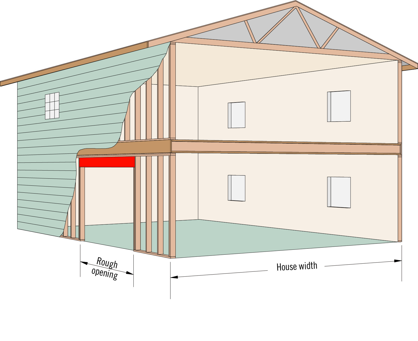 Header Beam Simple Span Floor Framing Rendering