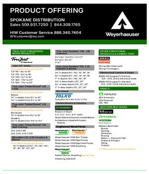 Spokane, WA Line Card