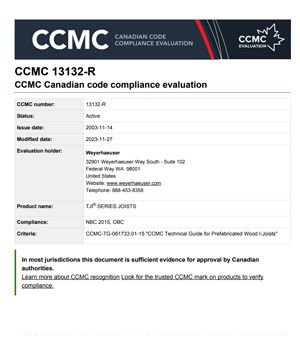 Canadian CCMC ER No. 13132-R