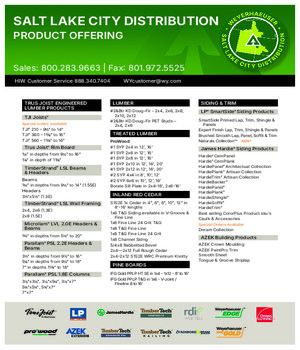 Salt Lake City, UT Line Card