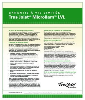 Trus Joist Microllam LVL Warranty (French)