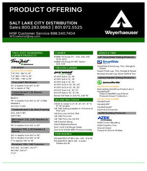 Salt Lake City, UT Line Card
