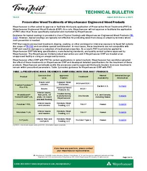 Preservative Wood Treatments of Weyerhaeuser Engineered Wood Products