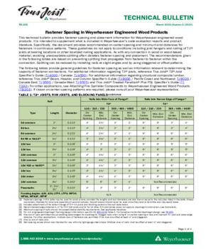Fastener Spacing in Weyerhaeuser Engineered Wood Products