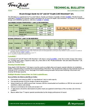 Beam Design Guide for 22” and 24” Depth 2.0E Microllam® LVL