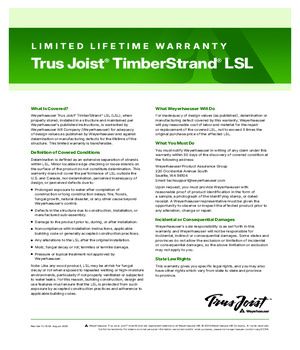 Trus Joist TimberStrand LSL Warranty