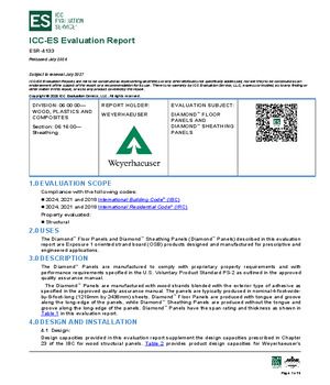 ICC-ES Evaluation Report - Weyerhaeuser Diamond Floor Panels