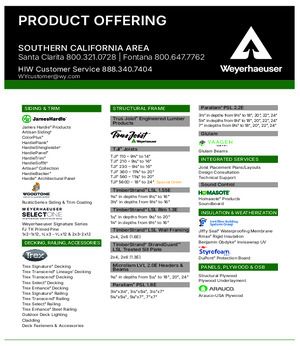 Southern California Area Line Card
