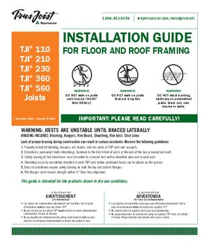 Installation Guide for Floor and Roof Framing with TJI 110, 210, 230, 360 and 560 Joists