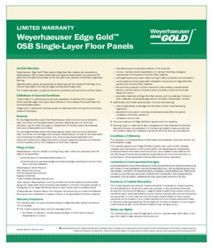Weyerhaeuser Edge Gold Structural Panels Warranty