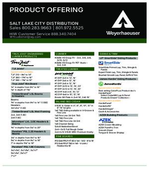 Salt Lake City, UT Line Card