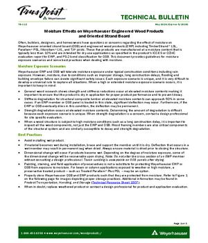 Moisture Effects on Weyerhaeuser Engineered Wood Products and Oriented Strand Board