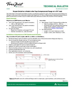 Repair Detail for a Notch in the Top (Compression) Flange of TJI® Joist