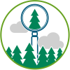 Image highlighting responsible sourcing from forests. The logo shows a single tree being harvested from a forest.