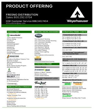 Fresno, CA Line Card