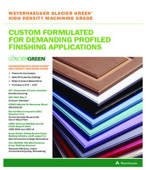 Weyerhaeuser Glacier Green™ High Density Machining Grade