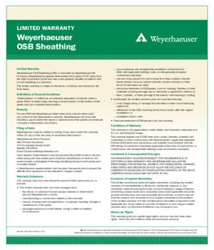 Weyerhaeuser OSB Sheathing Warranty