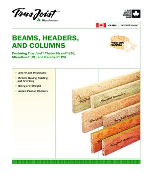 Specifier's Guide for Trus Joist Beams, Headers, and Columns - West Canada