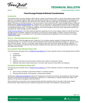 Flood Damage-Resistant Material Considerations