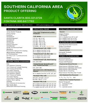 Southern California Area Line Card