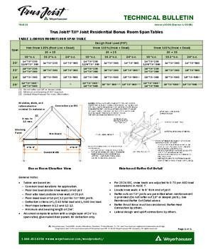Trus Joist® TJI® Joist Residential Bonus Room Span Tables