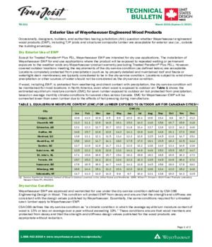 Exterior Use of Weyerhaeuser Engineered Wood Products