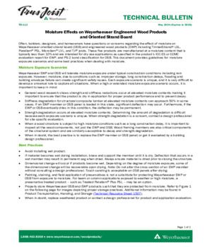 Moisture Effects on Weyerhaeuser Engineered Wood Products and Oriented Strand Board