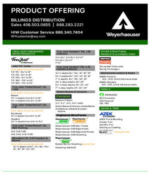 Billings, MT Line Card