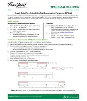 Repair Detail for a Notch in the Top (Compression) Flange of TJI® Joist