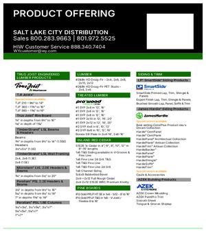 Salt Lake City, UT Line Card