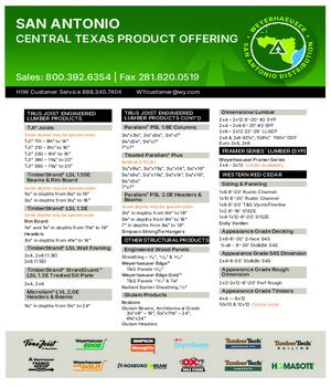 San Antonio, TX Line Card