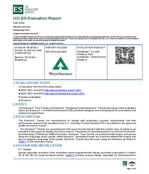 ICC-ES Evaluation Report - Weyerhaeuser Diamond Floor Panels