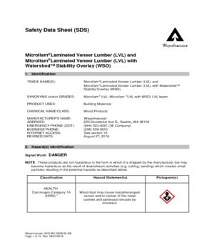 Microllam Laminated Veneer Lumber (LVL) and LVL with Watershed Stability Overlay (WSO)