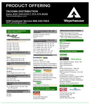 Tacoma, WA Line Card