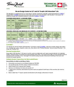 Beam Design Guide for 22” and 24” Depth 2.0E Microllam® LVL