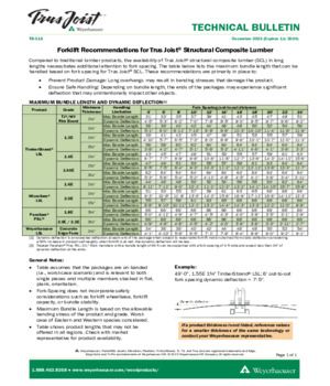 Forklift Recommendations for Trus Joist® Structural Composite Lumber