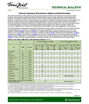 Fastener Spacing in Weyerhaeuser Engineered Wood Products