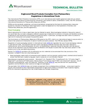 Engineered Wood Products Exemption from Phytosanitary Regulations in International Trade