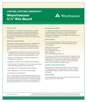 Weyerhaeuser 1 1⁄8″ Rim Board Warranty 